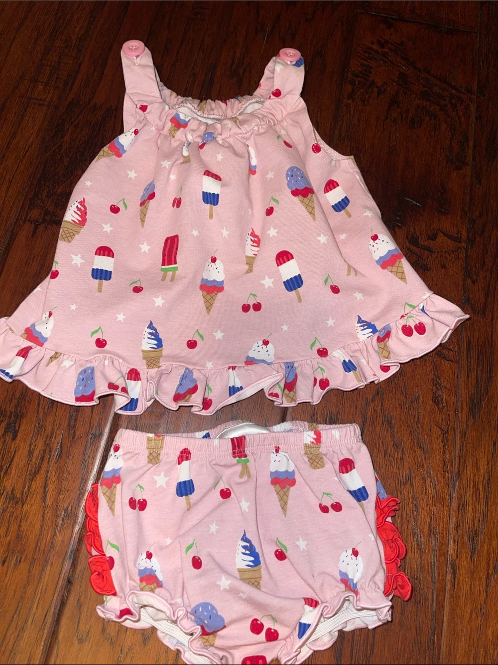 RUFFLE BUTTS Pink Ice Cream & Popsicle Ruffle Tank Set - Picture 2 of 6